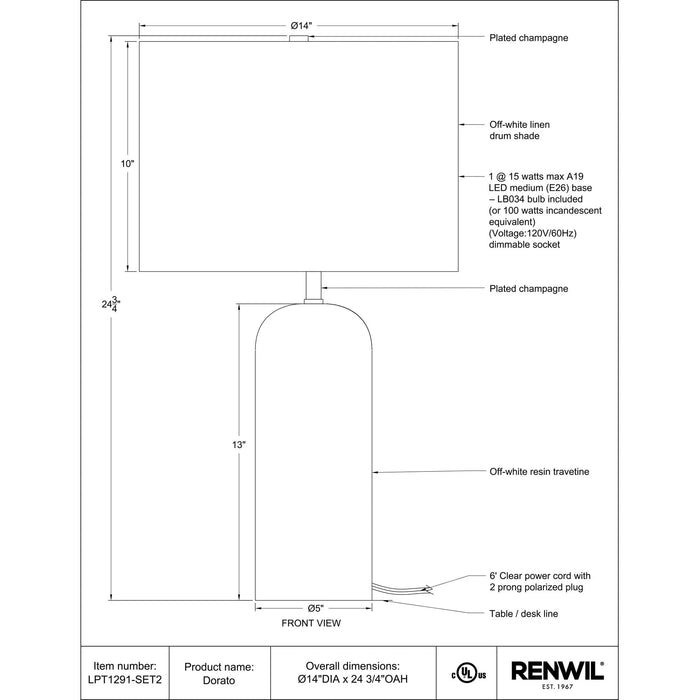 Dorato Table Lamps (Pair)