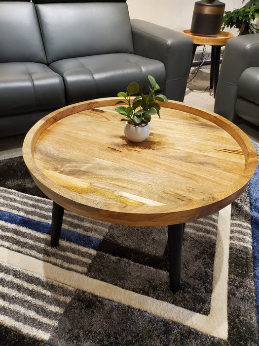 Taja 31.5" Round Coffee Table w/Black Legs