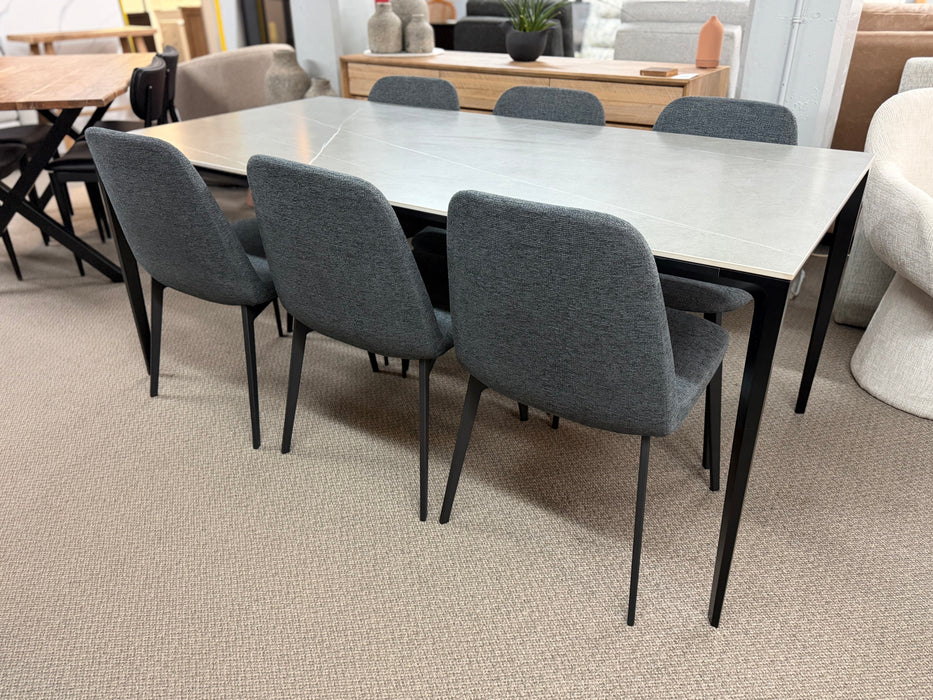 Chicago 71" Dining Table (Grey) w/6 Mia Chairs