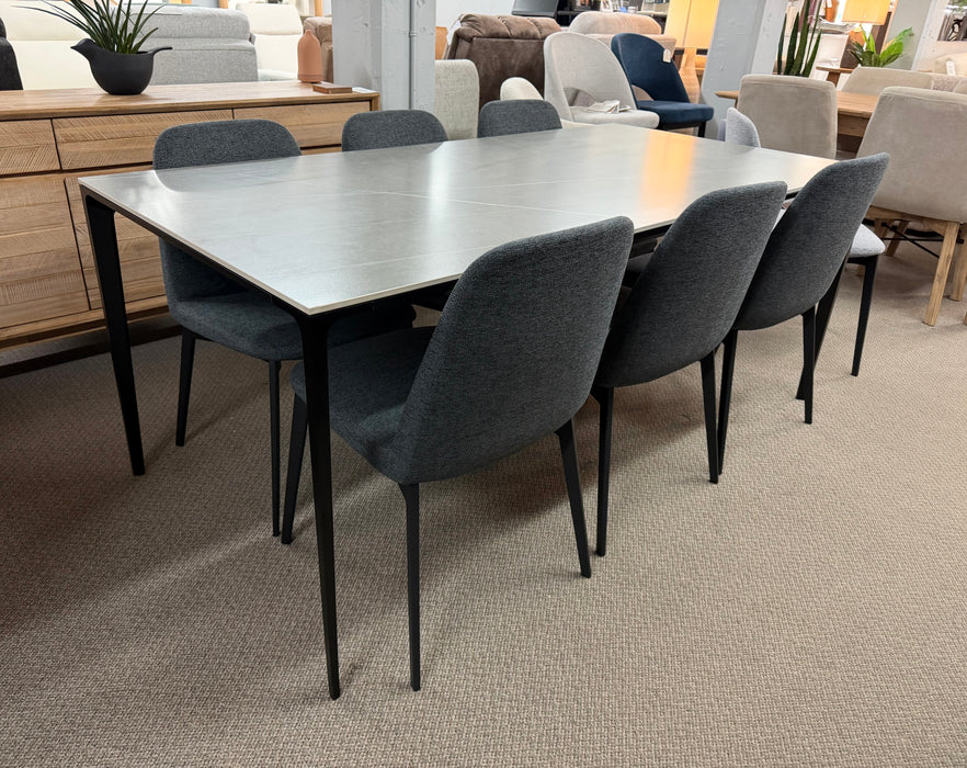Chicago 71" Dining Table (Grey) w/6 Mia Chairs