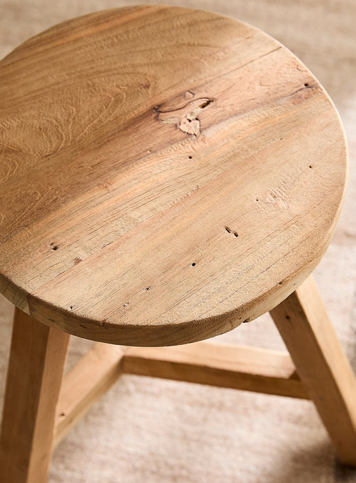 Vintage Round Teak Stool