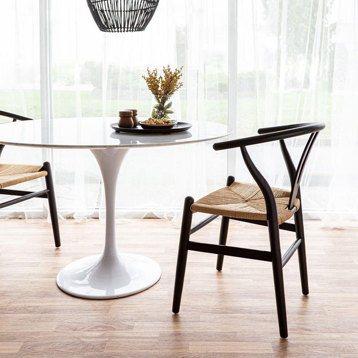 Frida Dining Chair - Black with Natural Seat