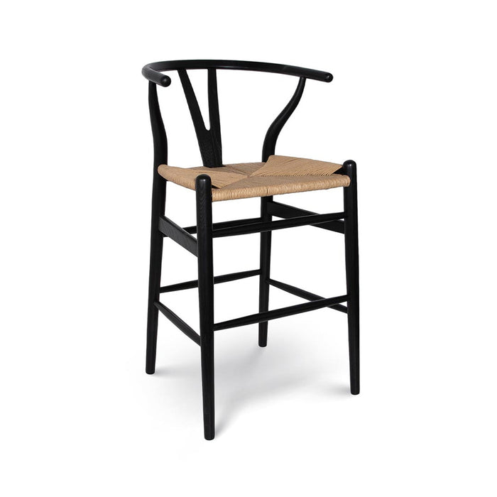 Frida Counter Stool - Black with Natural Seat