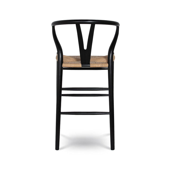 Frida Counter Stool - Black with Natural Seat