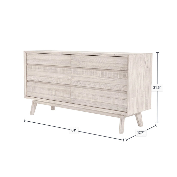 Gia 6 Drawer Dresser (White)