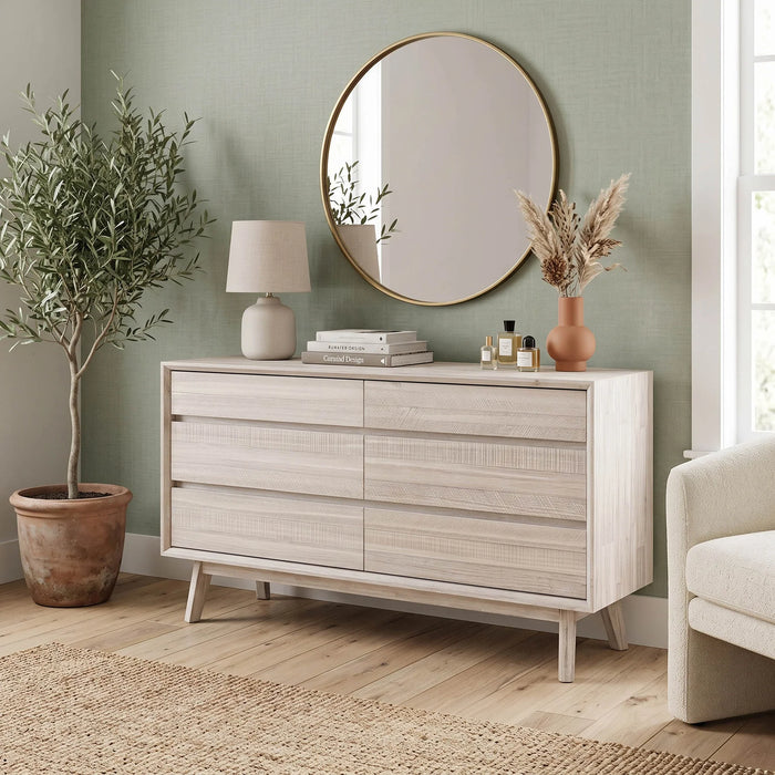 Gia 6 Drawer Dresser (White)