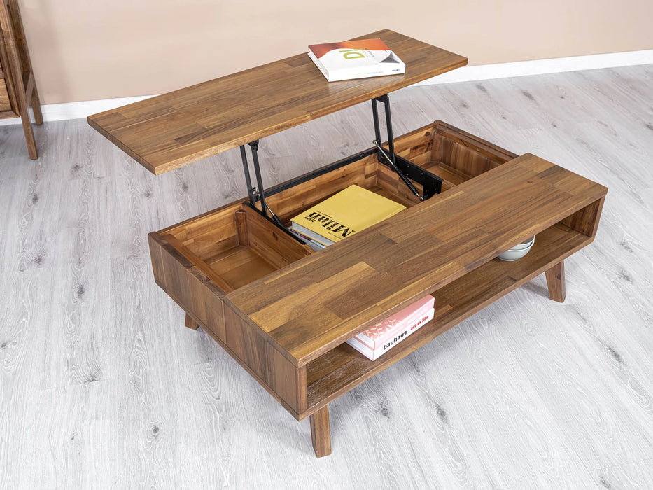 Gia Lift Top Coffee Table & 2 End Table Set - Pecan