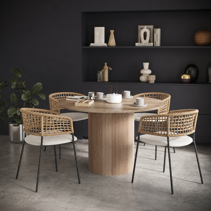 Cylinder 47" Round Dining Table w/4 chairs