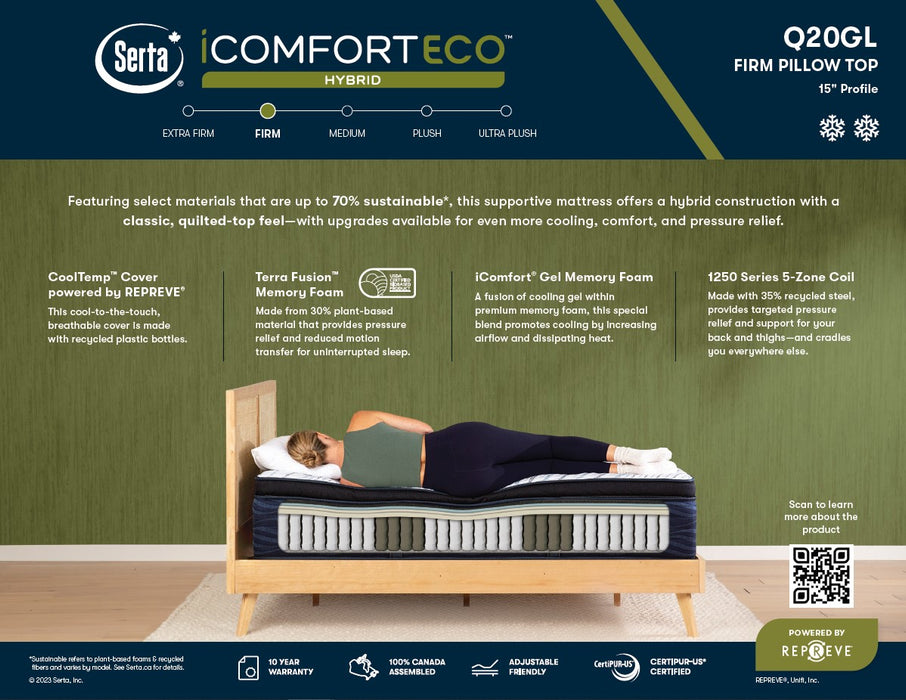 60" Queen "Q20GL" IComfortECO Hybrid Pillow Top FIRM Mattress