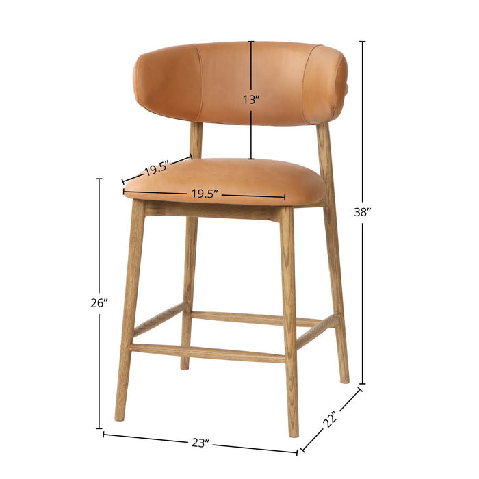 Milo Counter Stool - Hazelnut Leather