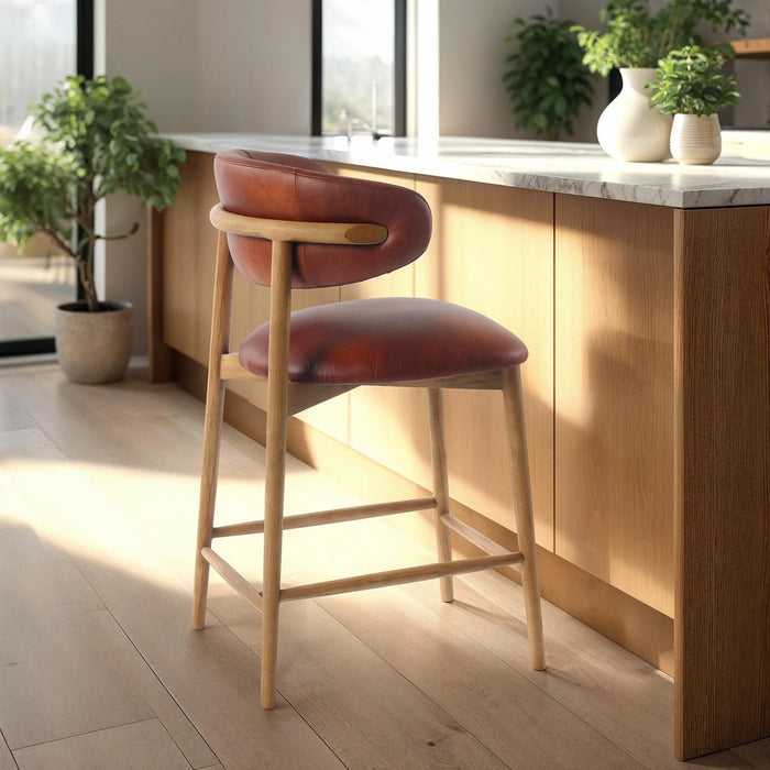 Milo Counter Stool - Tobacco Leather