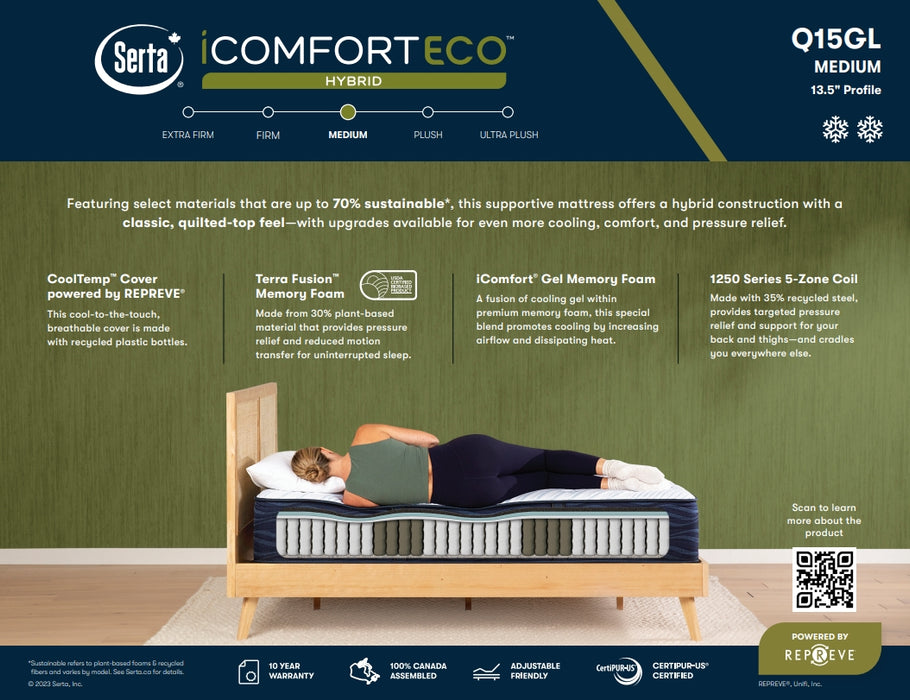 80" King "Q15GL" IComfortECO Hybrid MEDIUM Mattress