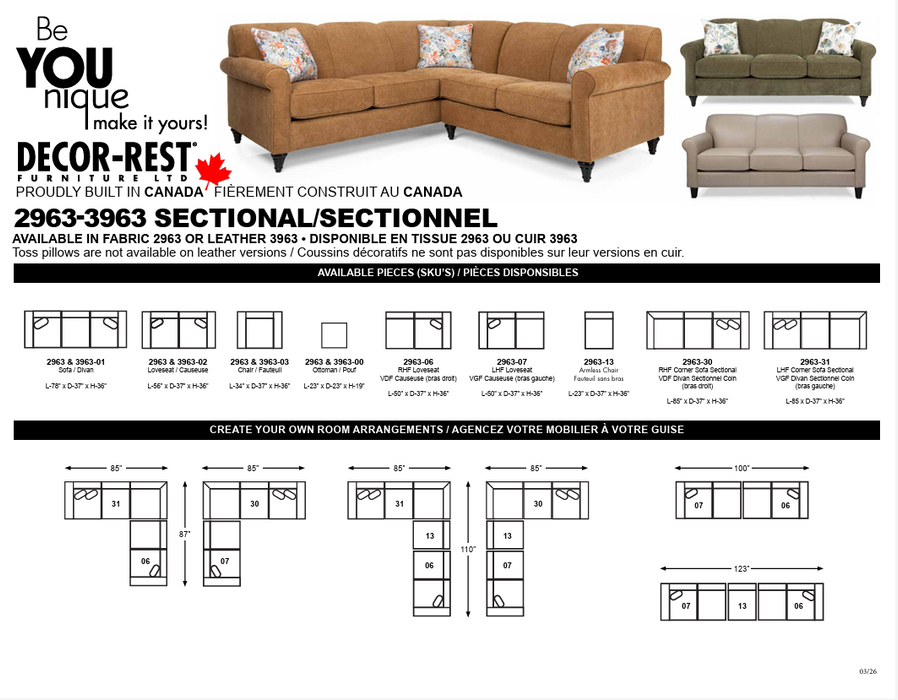 2963 Sofa/Sectional Suite