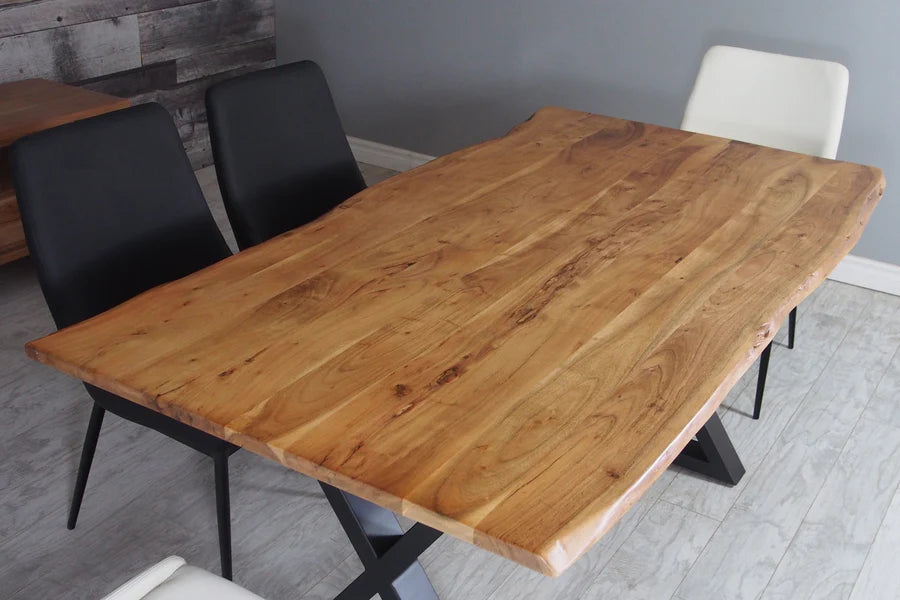 67" Live Edge Dining Table in Natural Acacia Finish
