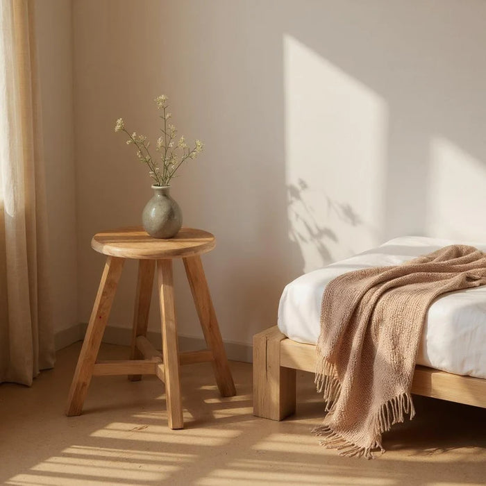 Vintage Round Teak Stool