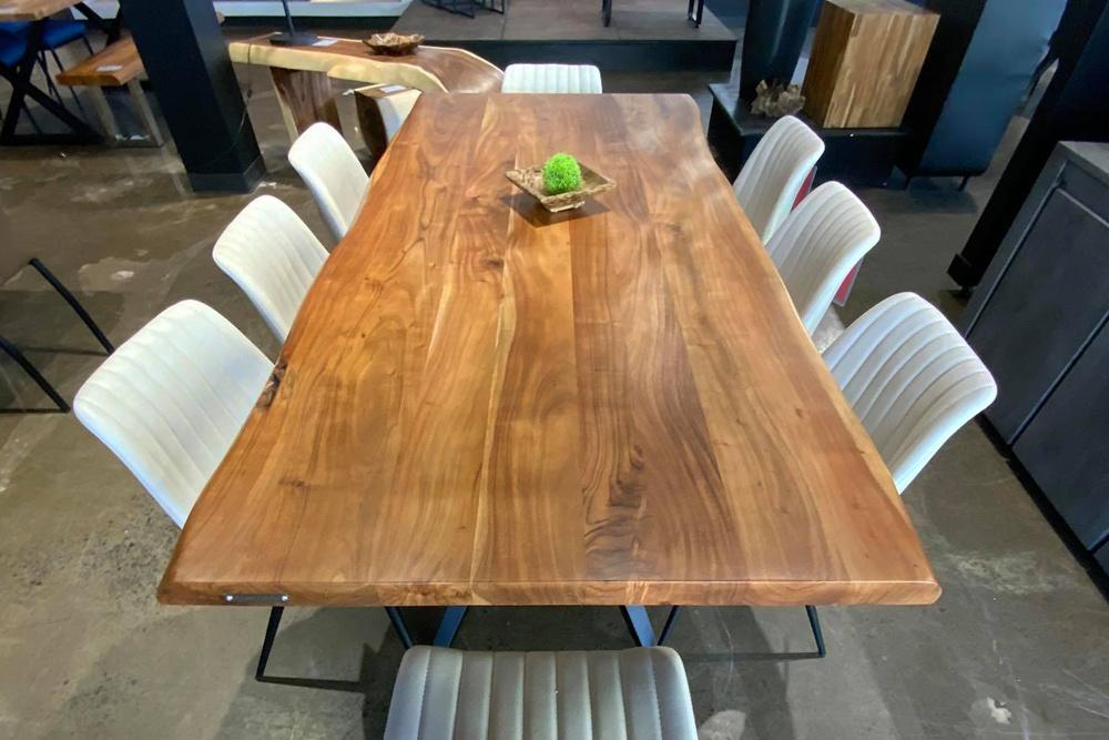 84" Live Edge Dining Table in Natural Acacia Finish