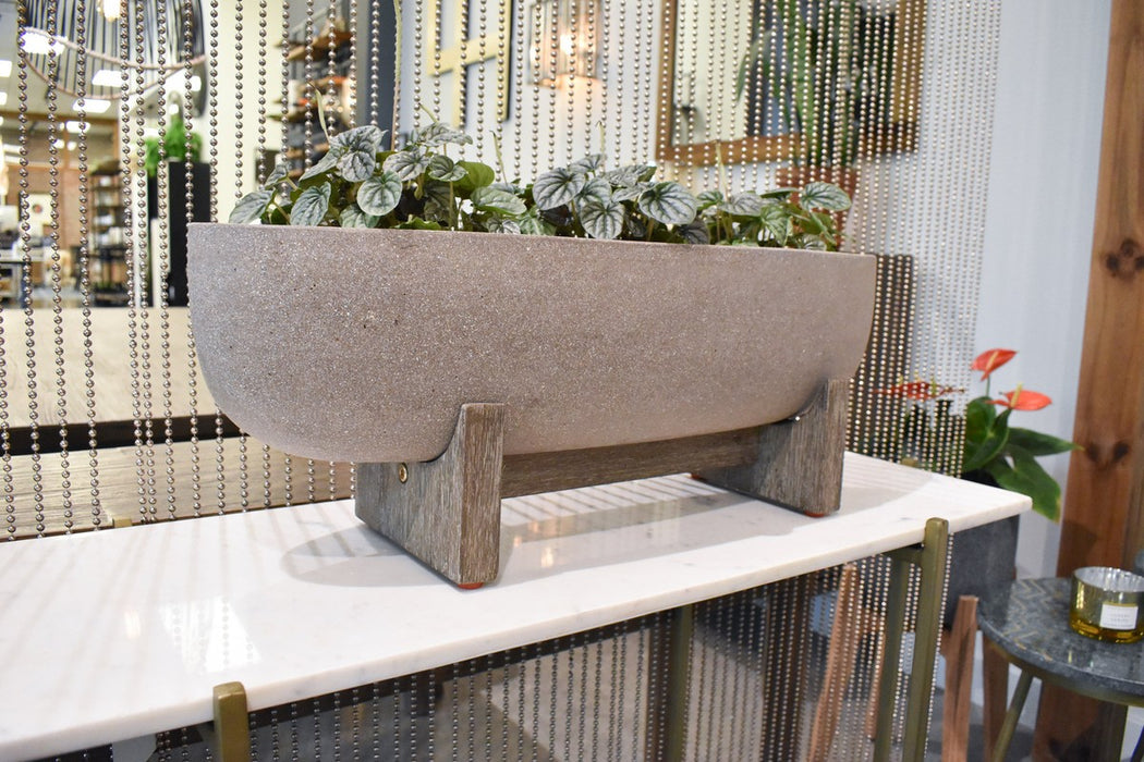 Oval Standing Planter - Brown