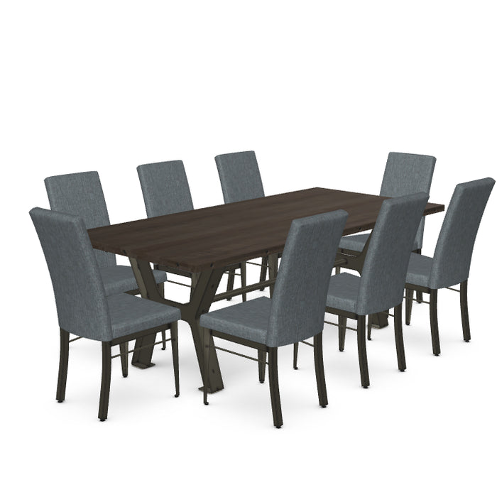 Parade 84"(120") Dining Table w/6 Merlot Dining Chairs + Bench