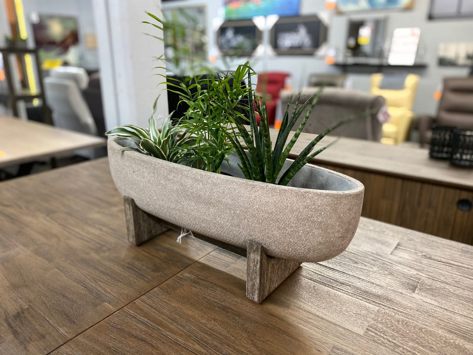 Oval Standing Planter - Brown