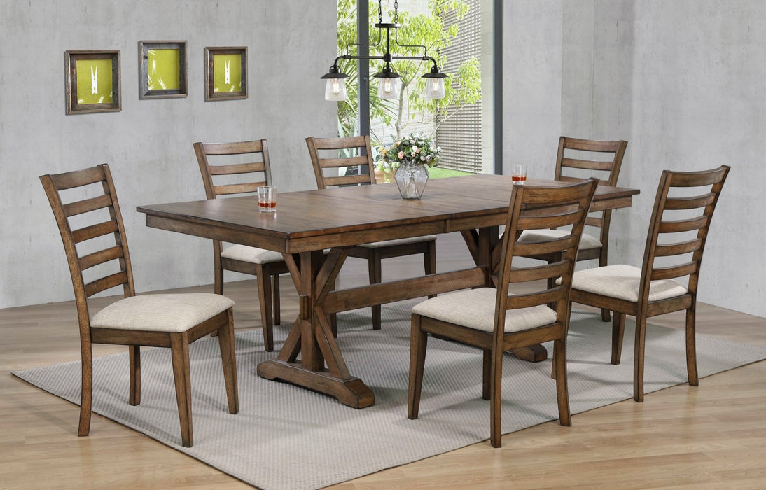 Newport Trestle Dining Table w/6 chairs Set