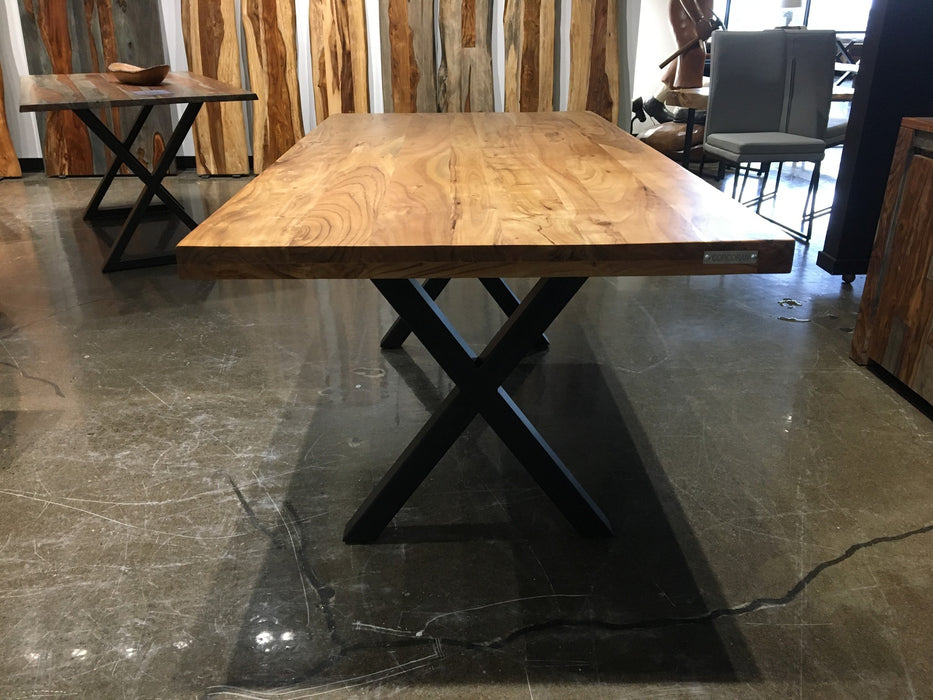 70" Straight Edge Dining Table in Natural Acacia Finish