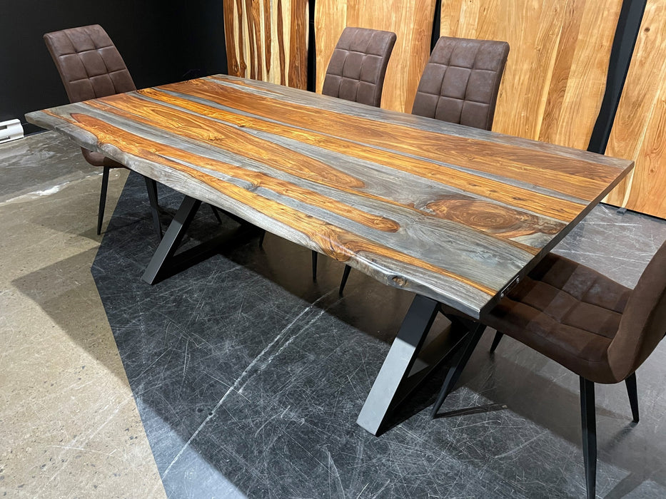 80" Live Edge Dining Table in Grey Rosewood Finish