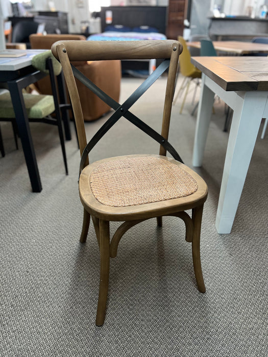 Wooden Cross Back Chair w/Rattan Seat (Natural)