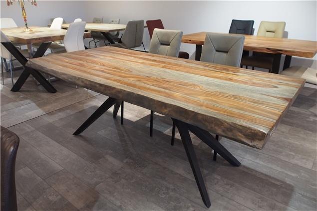 72" Live Edge Dining Table in Grey Sheesham Rosewood