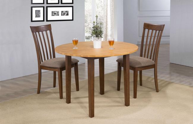 Delfini Round Drop Leave Dining Table w/2 Chairs in Fruitwood